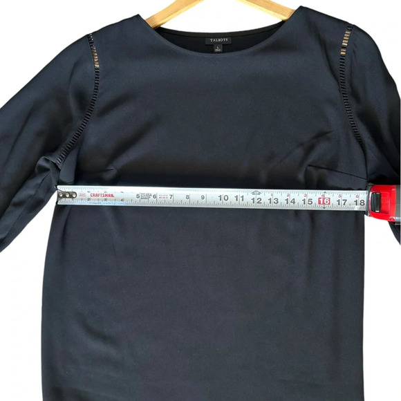 Talbots Size L Black Blouse Shirt With Lace Insets, Zip Side and‎ 3/4 Sleeves - Picture 8 of 8